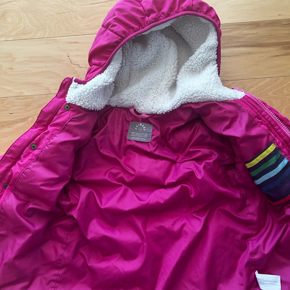 Pink Hooded Jacket with Striped Lining